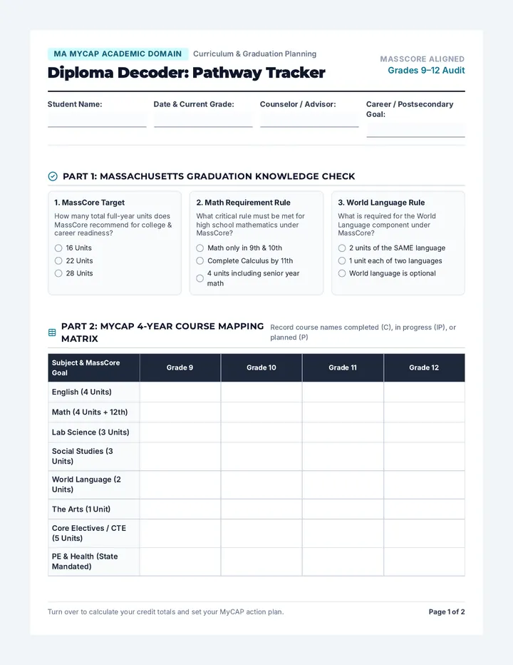 Pathway Tracker Worksheet