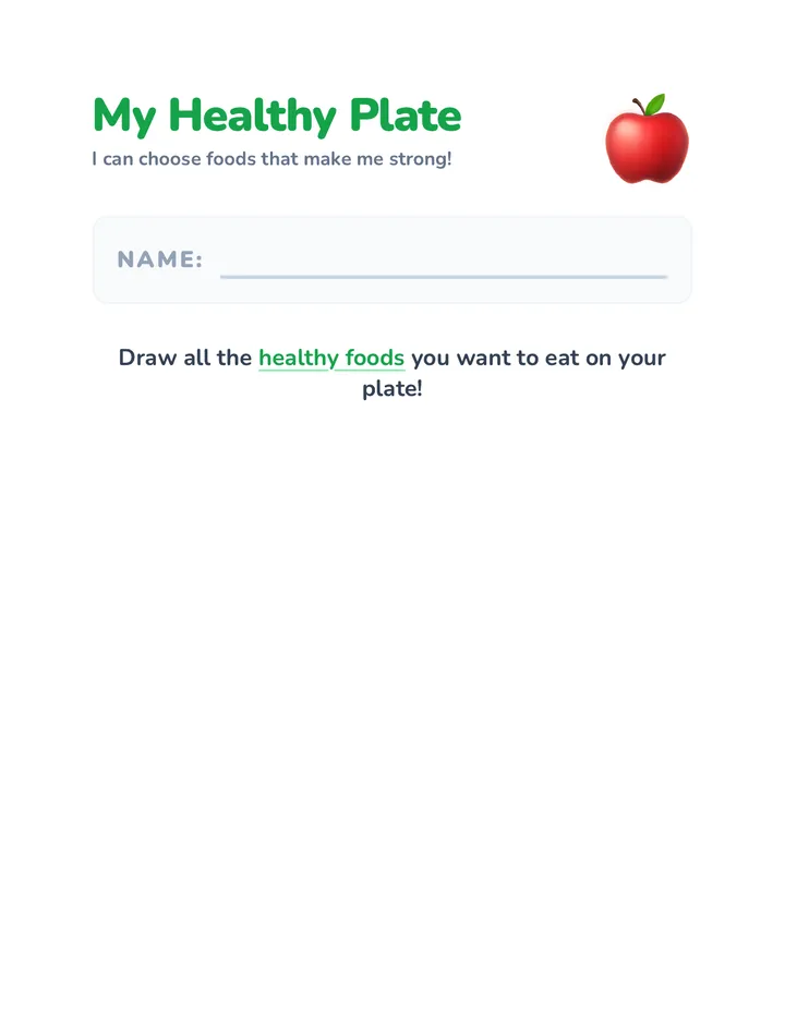 My Healthy Plate Worksheet