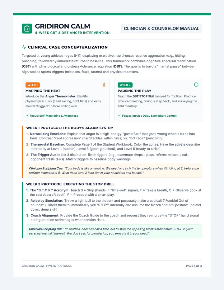 Gridiron Calm Counseling Guide