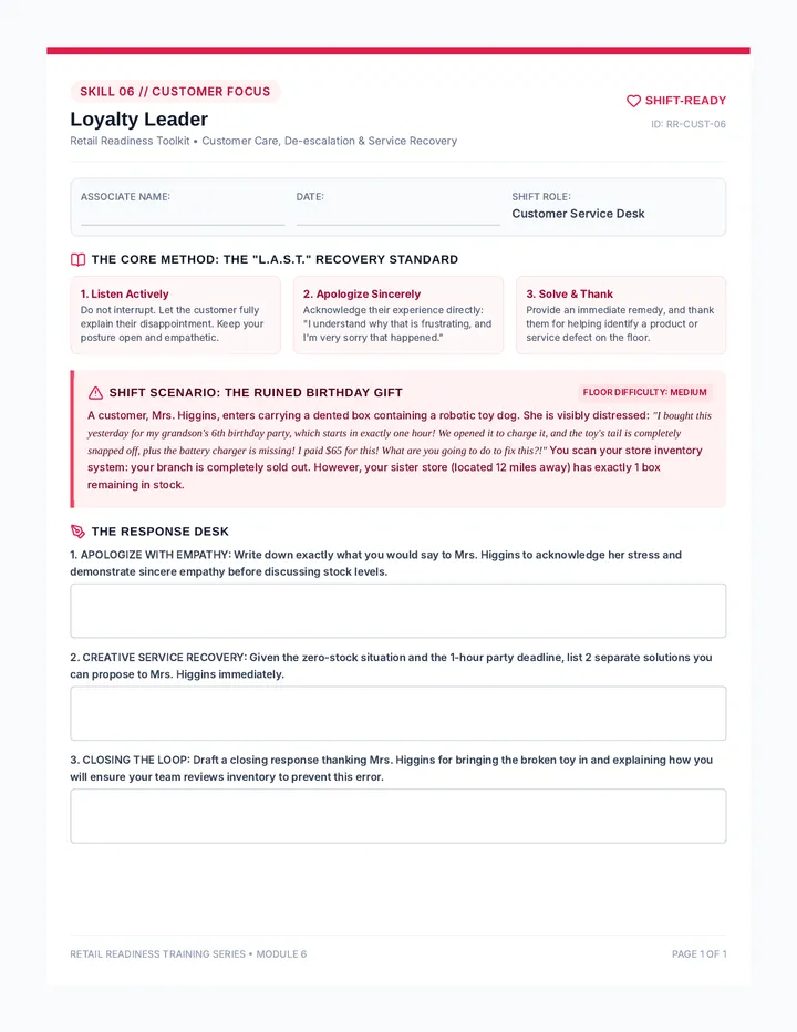 Loyalty Leader Worksheet