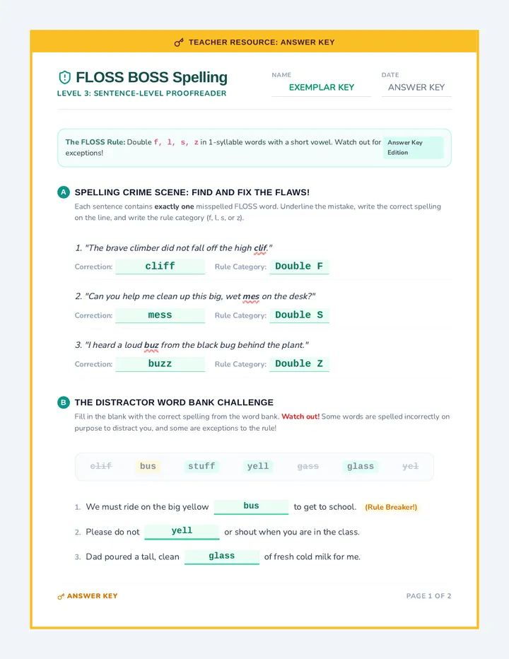 Floss Boss Answer Key