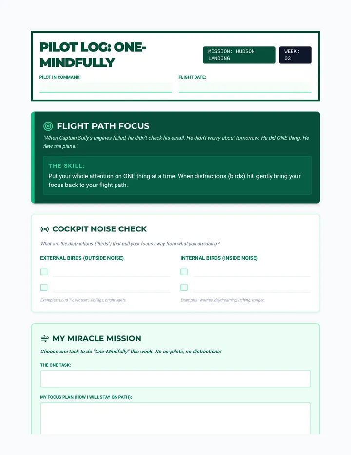 Flight Path Focus Worksheet