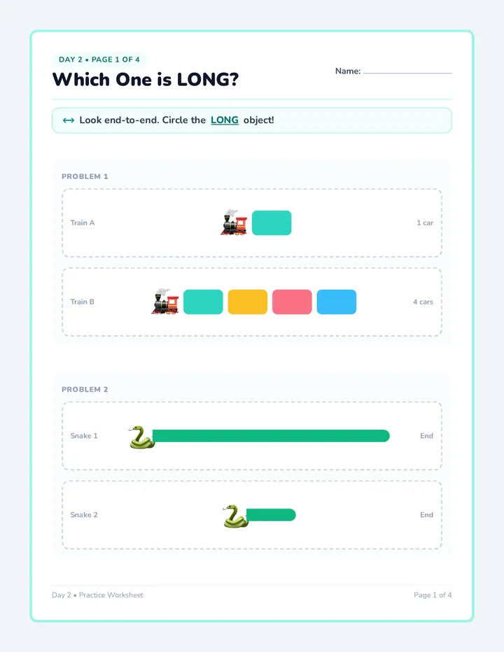 Long Short Worksheet