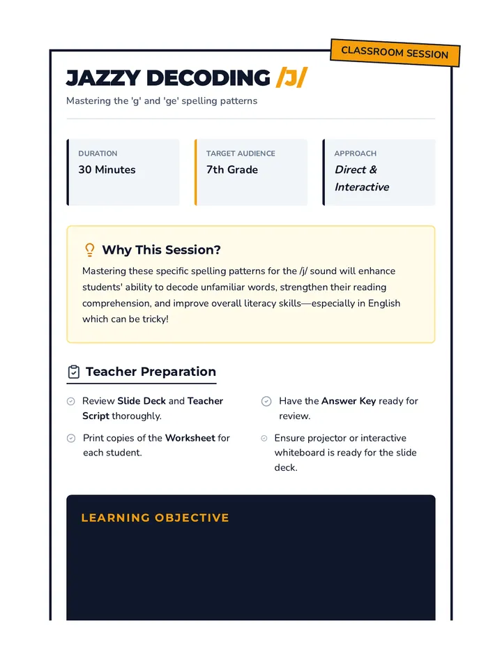 Jazzy Decoding Lesson Plan