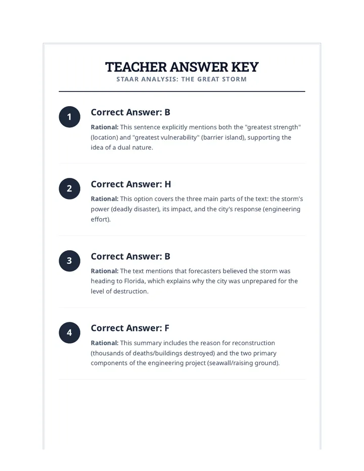 Storm Assessment Answer Key