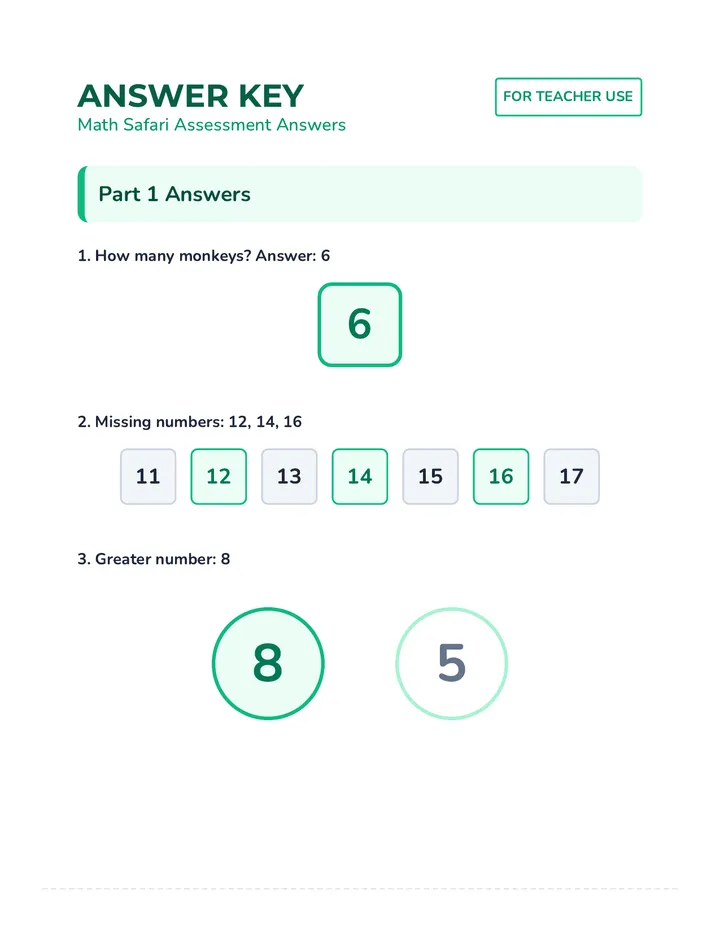 Math Safari Answer Key