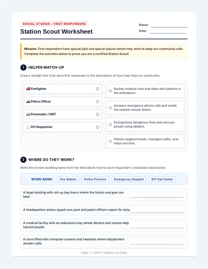 Station Scout Worksheet