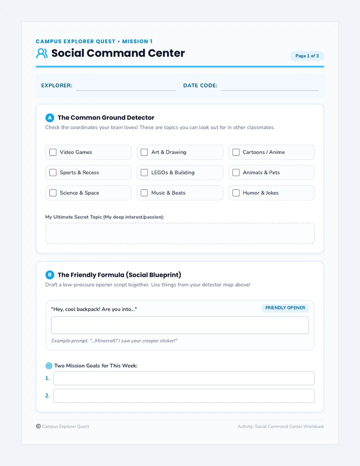 Mission Control Worksheet