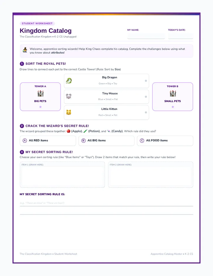 Kingdom Catalog Worksheet