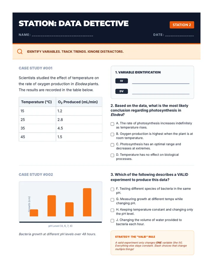 Data Detective Station Worksheet