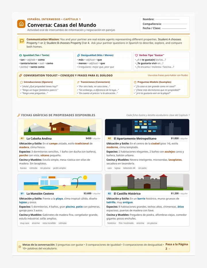 Duelo Inmobiliario Conversation Handout