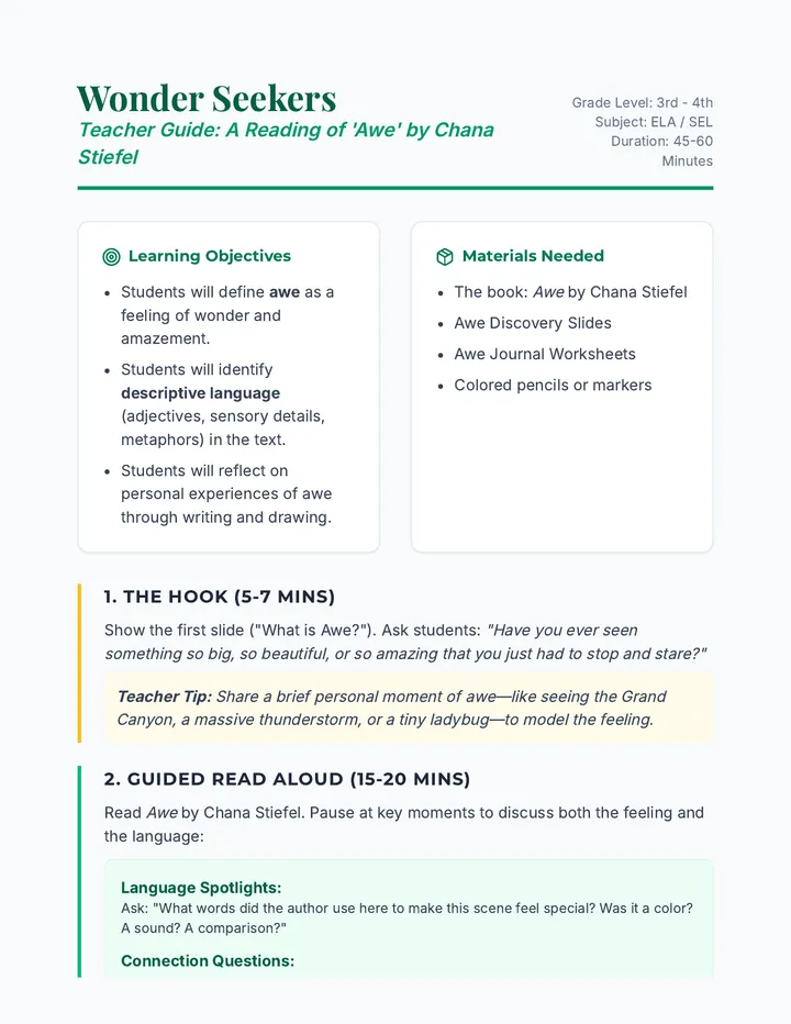 Wonder Seekers Teacher Guide