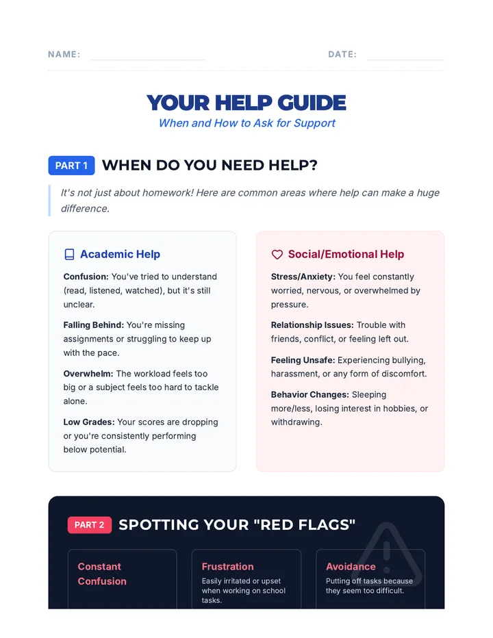 When and How to Ask for Help Handout