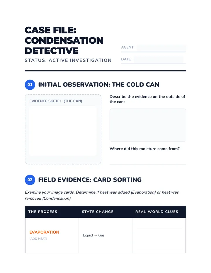 Condensation Detective Worksheet