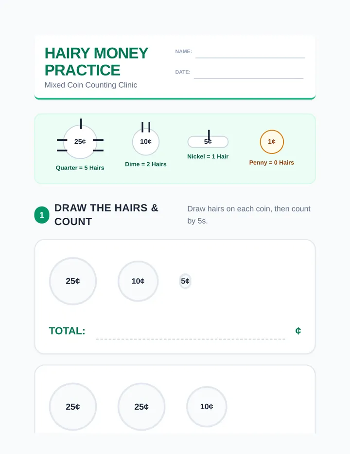 Hairy Money Worksheet