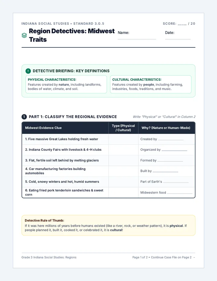 Midwest Traits Worksheet