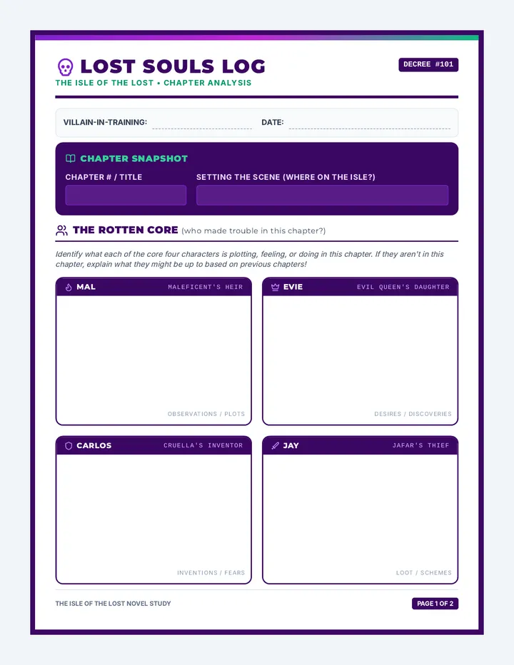 Lost Souls Chapter Worksheet