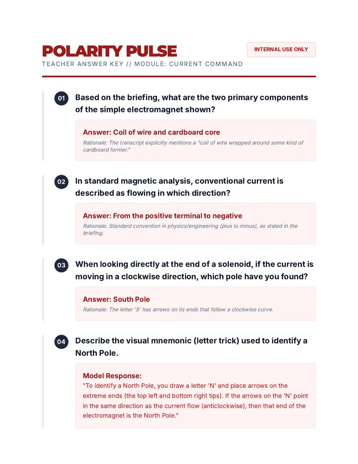 Polarity Pulse Answer Key
