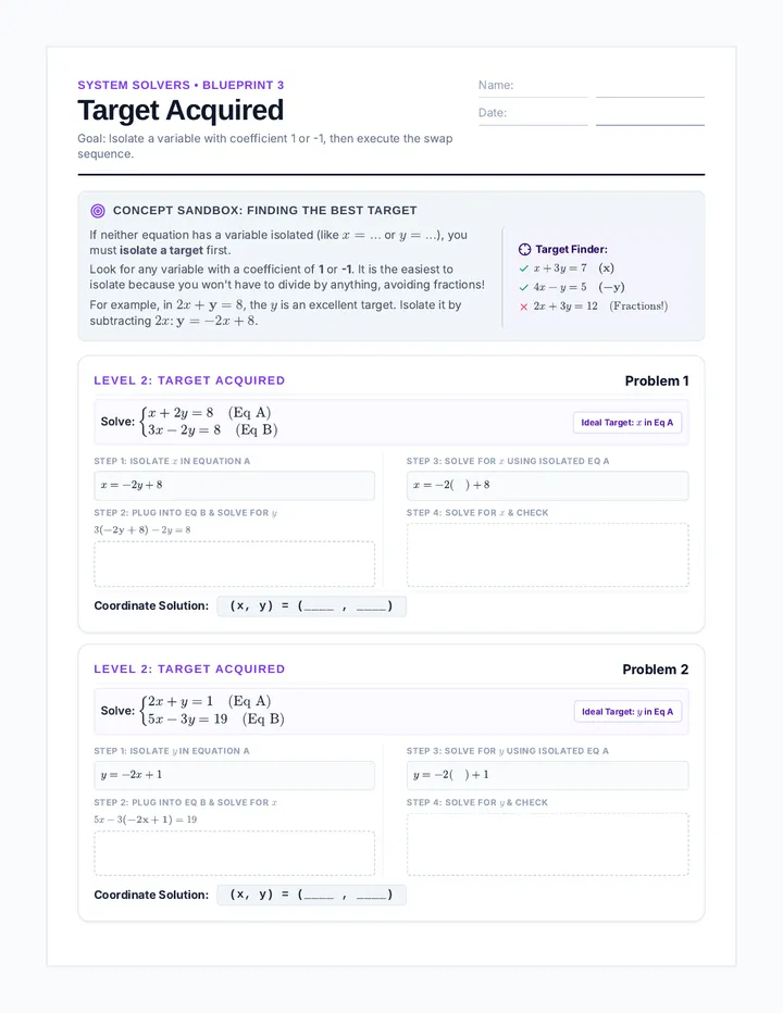 Target Acquired Worksheet