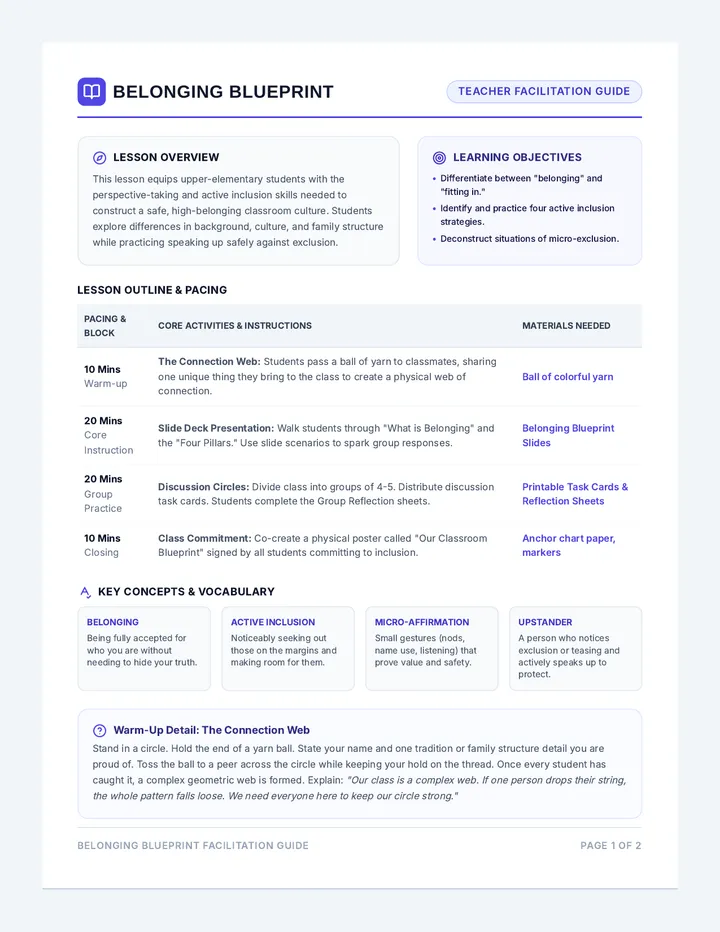 Belonging Blueprint Teacher Guide