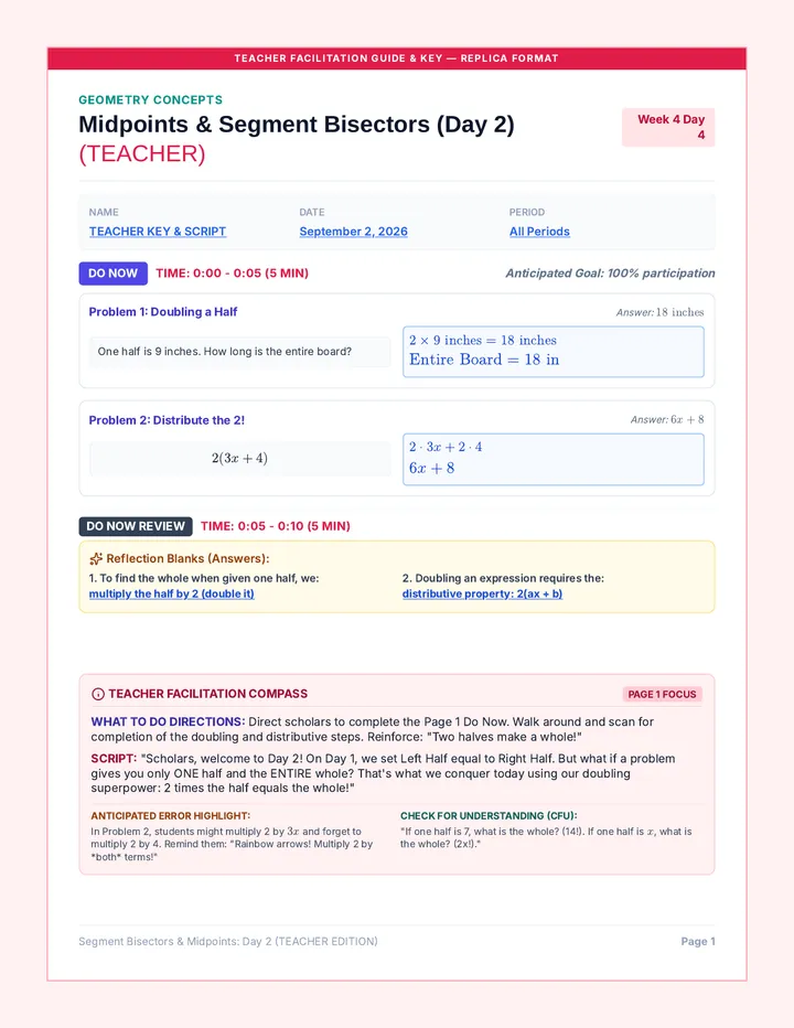 Bisector Lengths Day 2 Teacher Packet