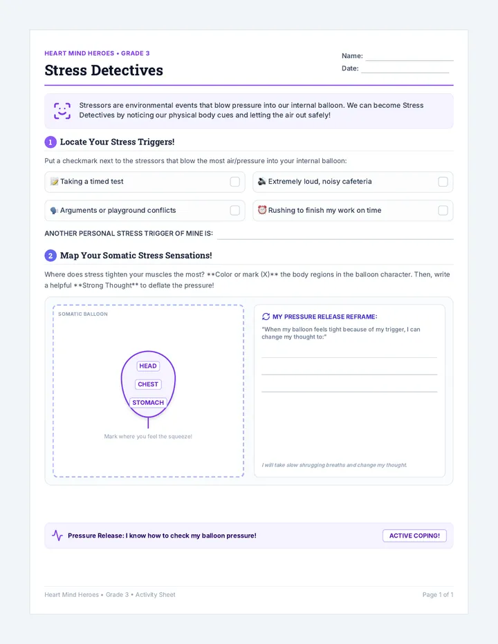 Stress Detectives Worksheet