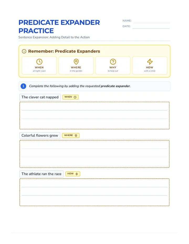 Predicate Expander Practice Worksheet
