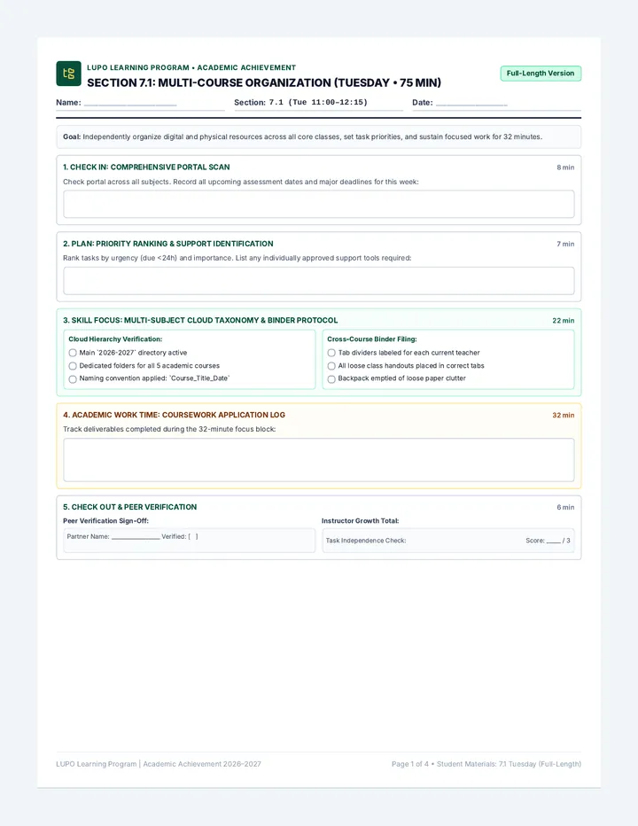 Grade Seven Student Worksheets