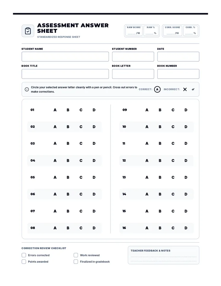 Grid Grade Answer Sheet