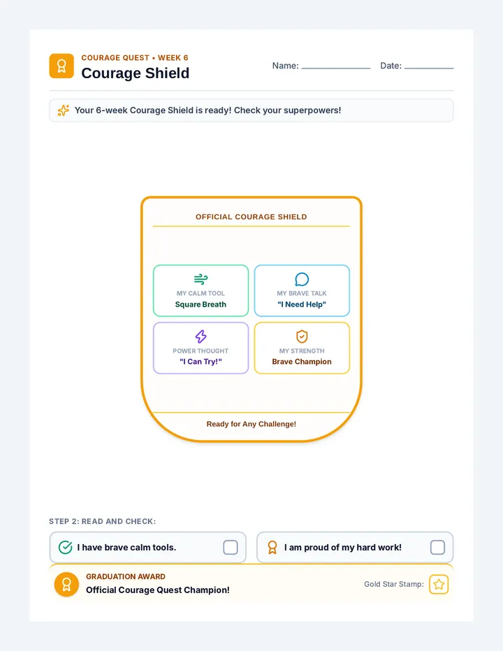 Courage Shield Activity Sheet
