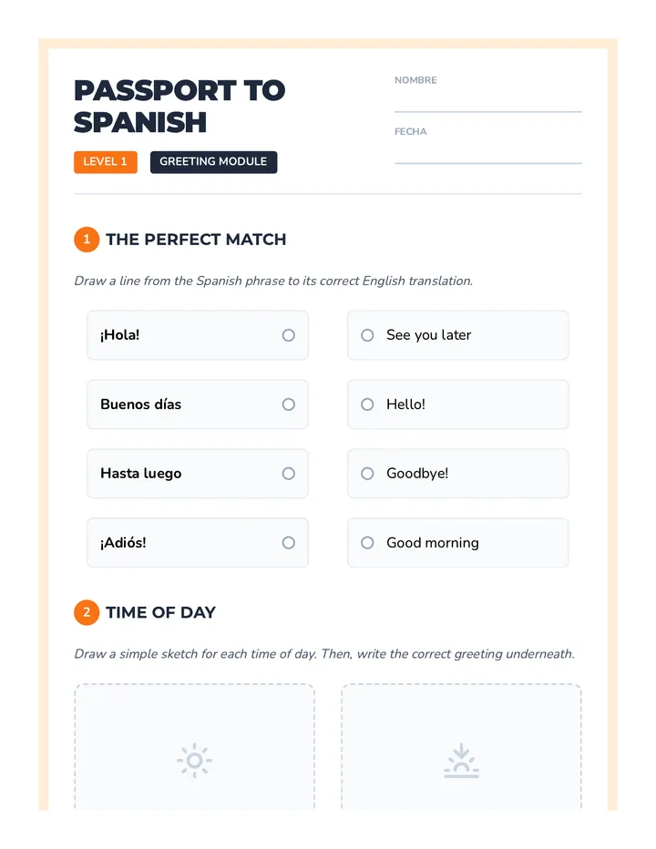 Passport to Spanish Worksheet
