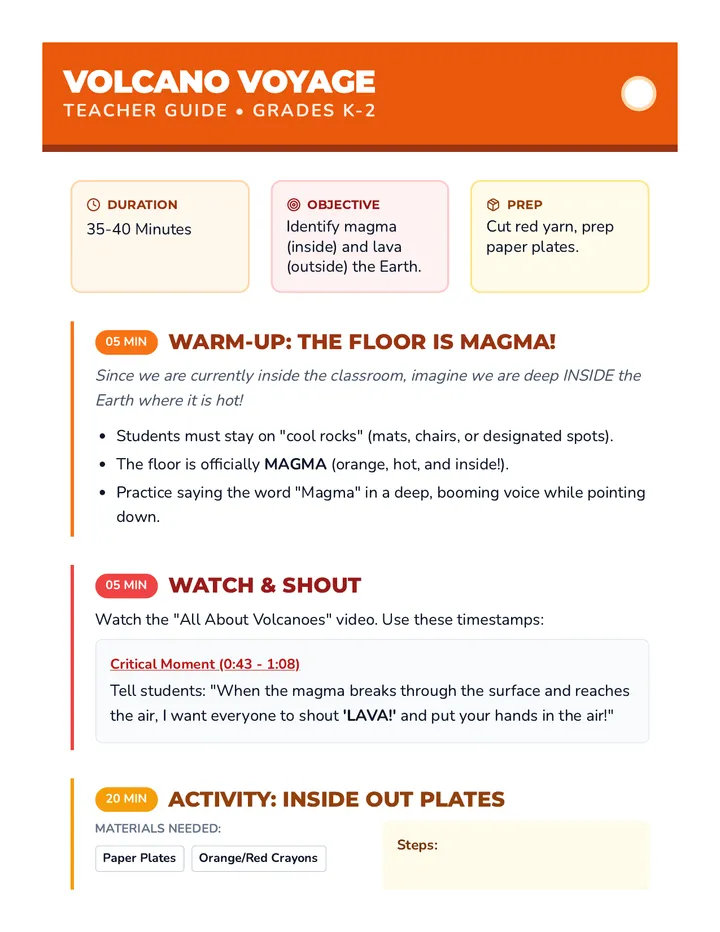 Volcano Voyage Teacher Guide
