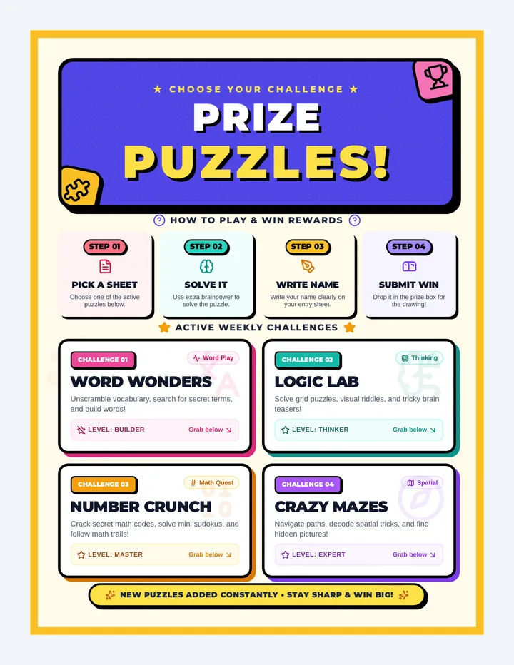Prize Puzzles Station Sign