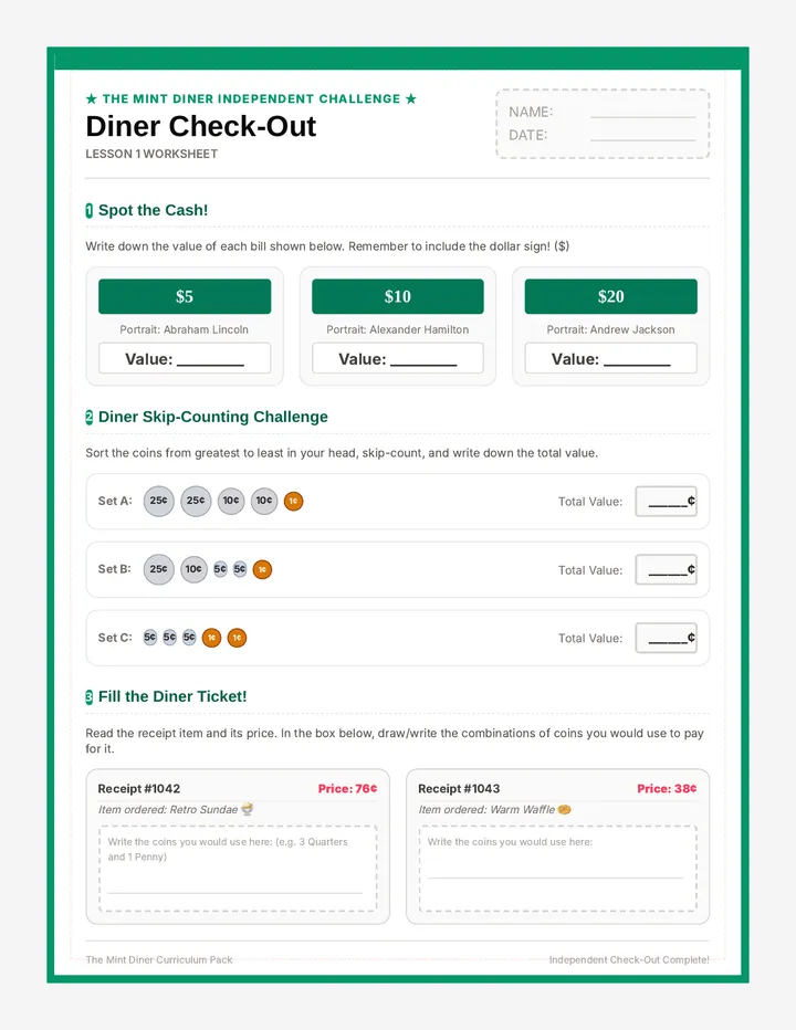 Coin Collectors Worksheet