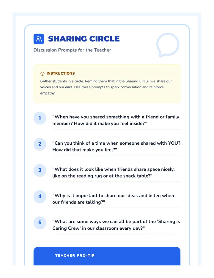 Sharing Circle Discussion Prompts