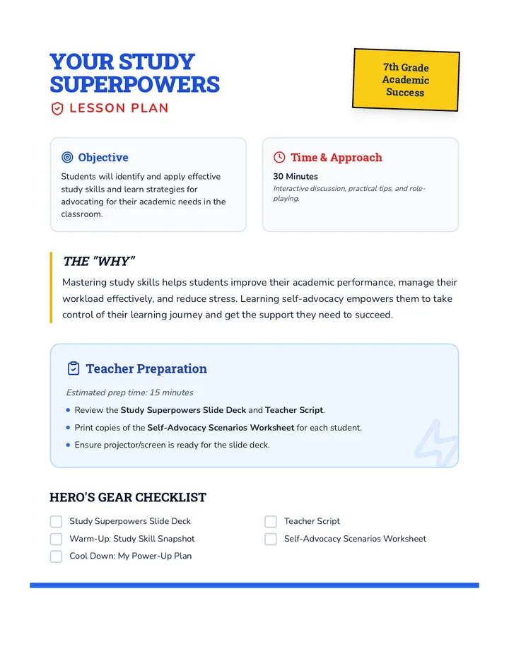 Study Superpowers Lesson Plan