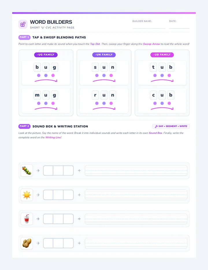 Short U Worksheet