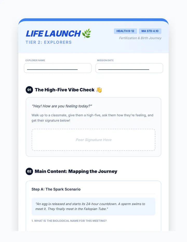 Life Launch Explorers Worksheet