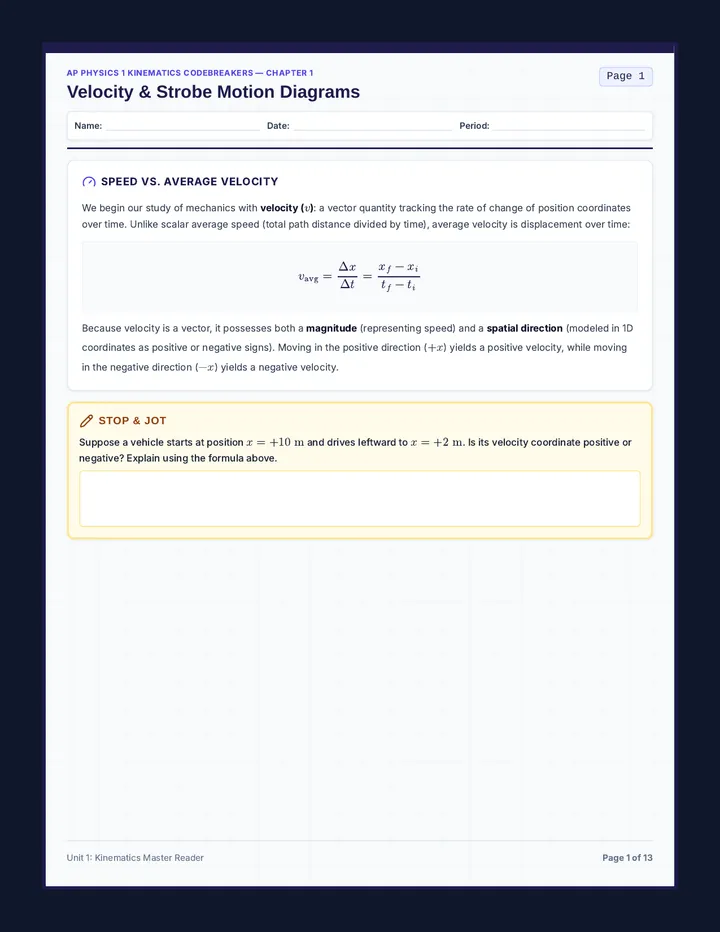 Kinematics Master Reader Booklet