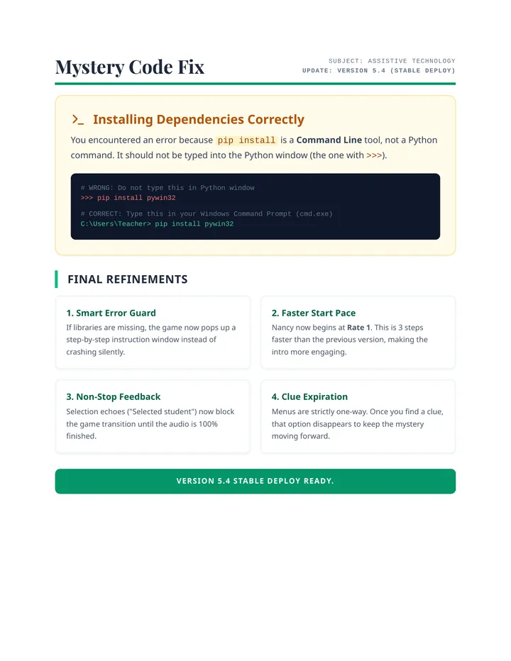 Mystery Fix Explanation