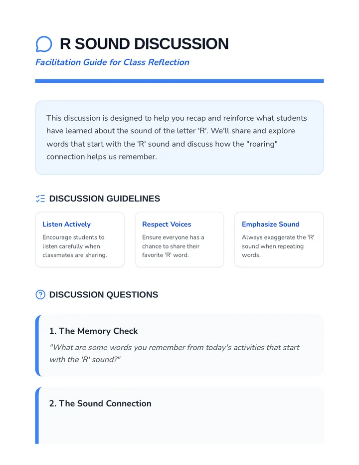 R Sound Discussion Guide