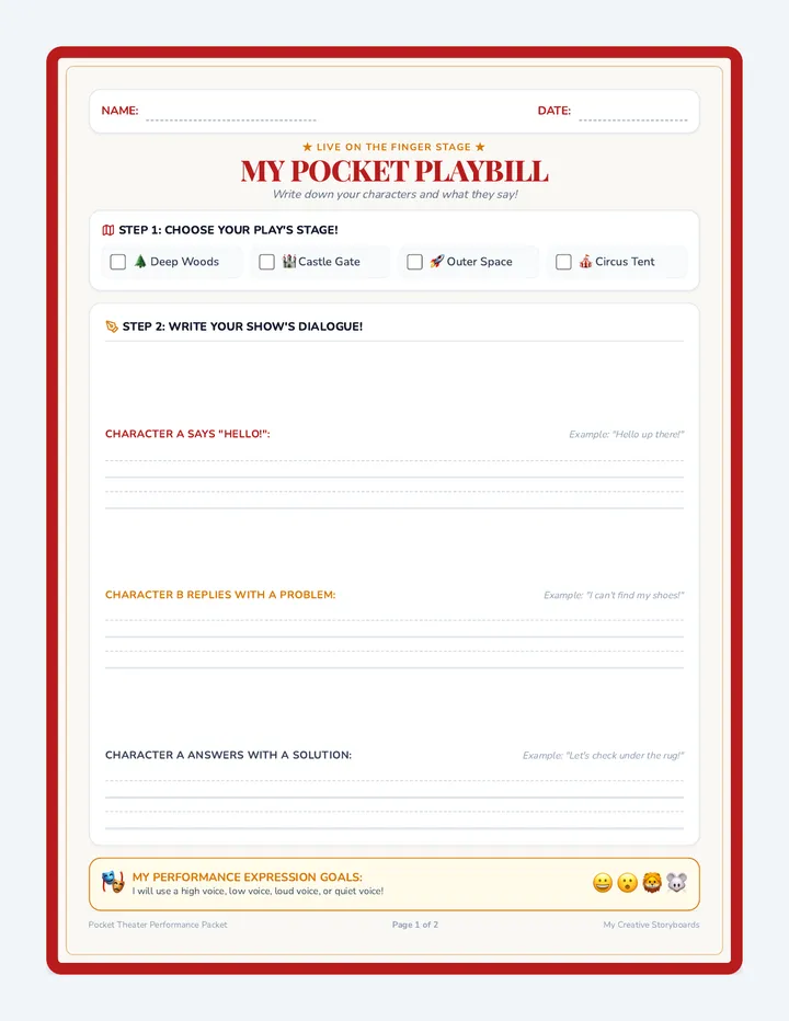 Pocket Theater Script Activity