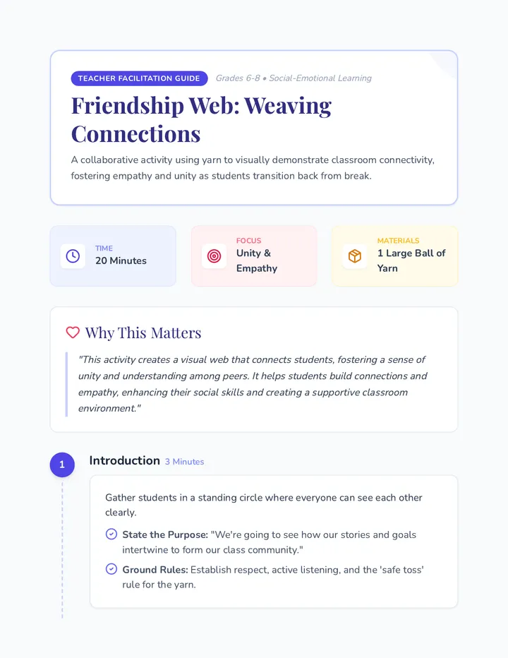 Friendship Web Teacher Guide