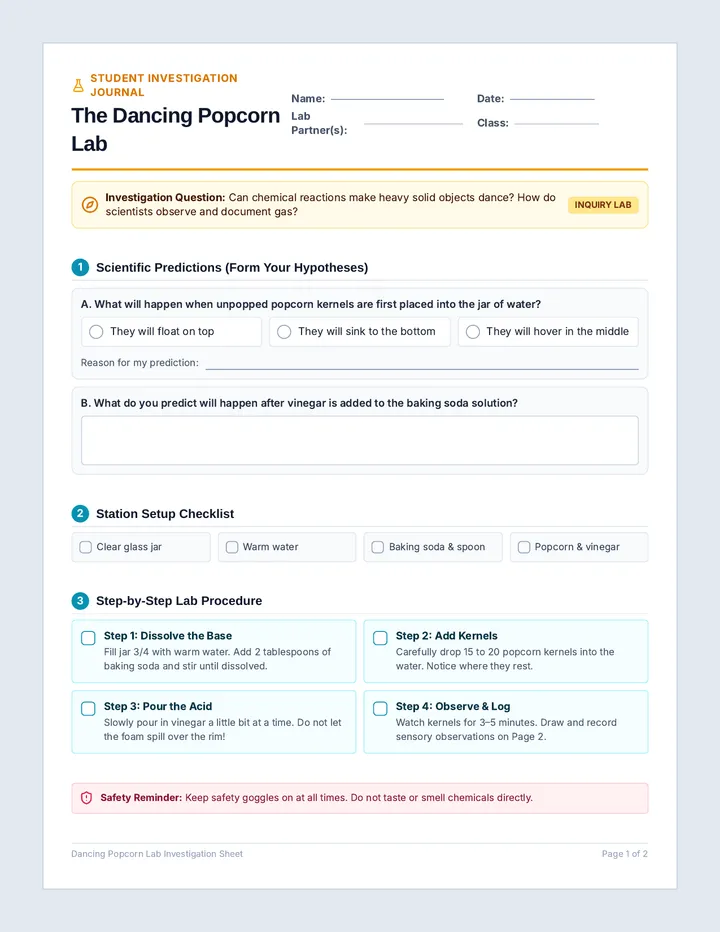 Dancing Popcorn Lab Sheet