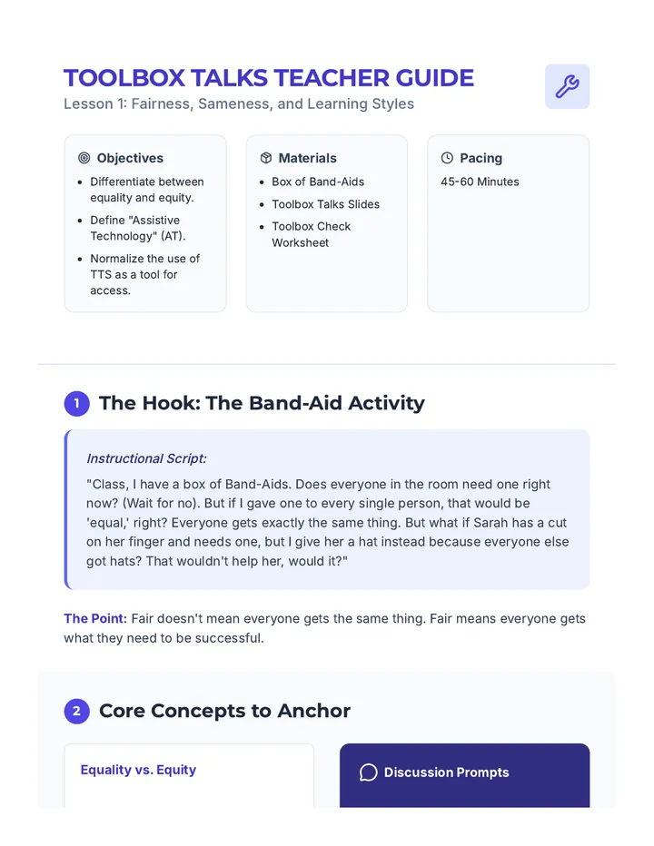 Toolbox Talks Teacher Guide