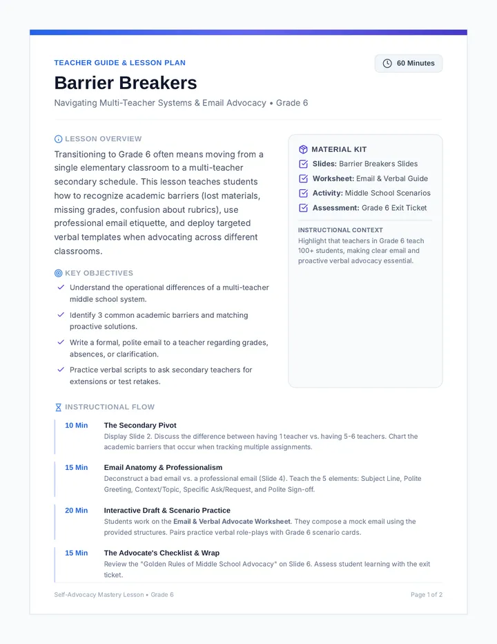Barrier Breakers Teacher Guide