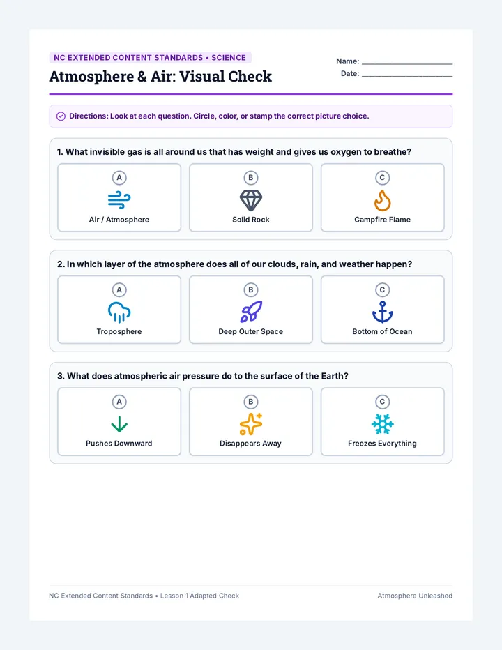 Atmosphere Adapted Worksheet