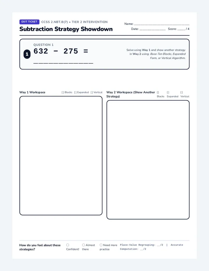 Showdown Exit Ticket