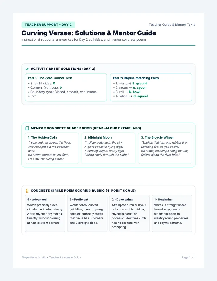 Curving Verses Teacher Guide