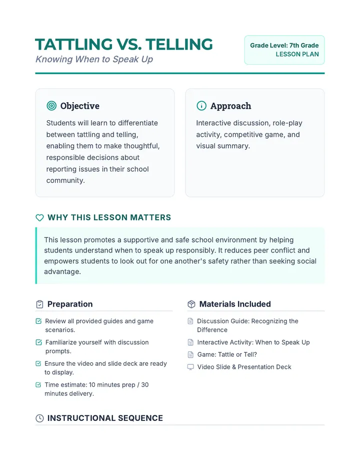 Speak Up Lesson Plan
